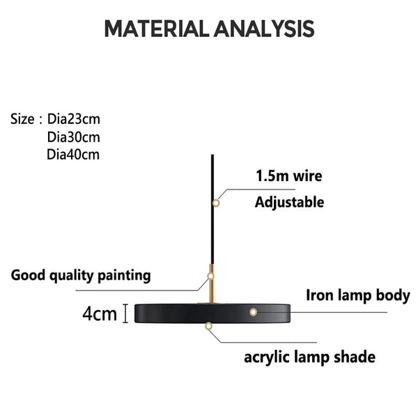 Minimalist Metal Plate Asteria Pendant Hanging Light-Pendant Lights