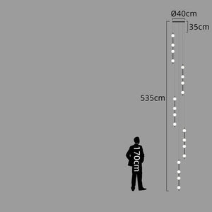 Minimalist Pole Globes Pendant Staircase Chandelier-Staircase Chandelier