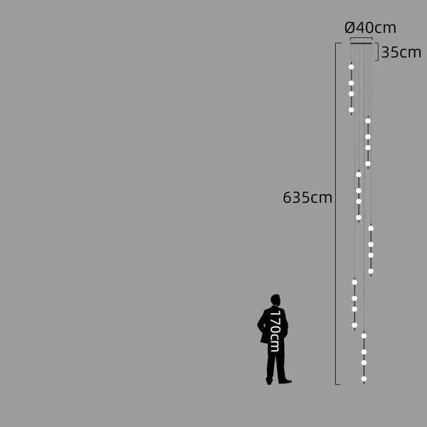 Minimalist Pole Globes Pendant Staircase Chandelier-Staircase Chandelier