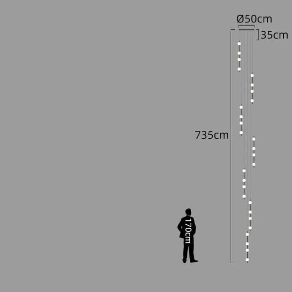 Minimalist Pole Globes Pendant Staircase Chandelier-Staircase Chandelier