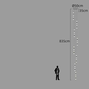 Minimalist Pole Globes Pendant Staircase Chandelier-Staircase Chandelier