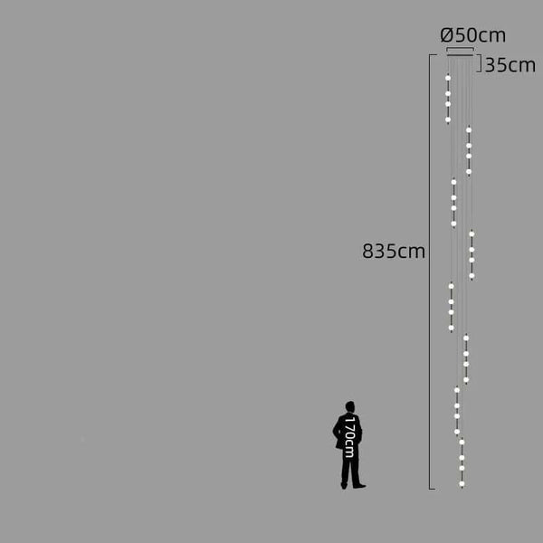 Minimalist Pole Globes Pendant Staircase Chandelier-Staircase Chandelier