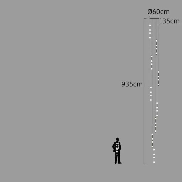 Minimalist Pole Globes Pendant Staircase Chandelier-Staircase Chandelier