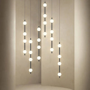 Minimalist Pole Globes Pendant Staircase Chandelier-Staircase Chandelier