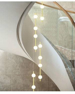 Minimalist Pole Globes Pendant Staircase Chandelier-Staircase Chandelier