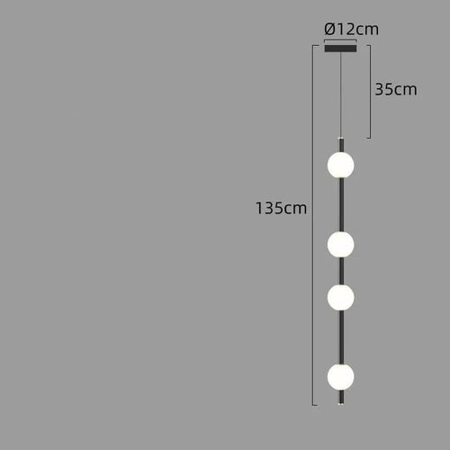 Minimalist Pole Globes Pendant Staircase Chandelier-Staircase Chandelier
