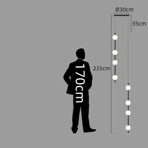 Minimalist Pole Globes Pendant Staircase Chandelier-Staircase Chandelier