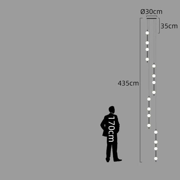 Minimalist Pole Globes Pendant Staircase Chandelier-Staircase Chandelier