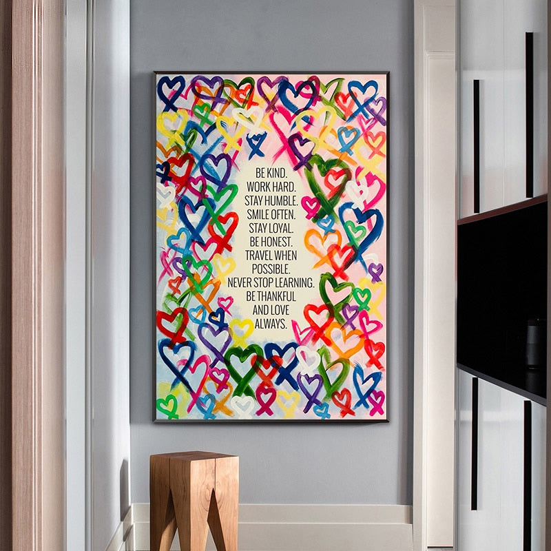 Modern Be Kind and Love Always Canvas Wall Art-Wall Posters