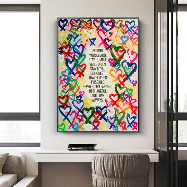 Modern Be Kind and Love Always Canvas Wall Art-Wall Posters