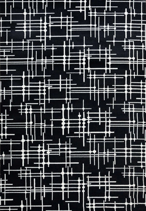 Modern Black & White Tufted High Pile Rug with 3D Relief Design-Rugs & Carpets