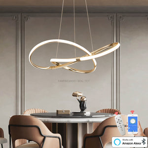 Modern Chrome Plated Gold LED Chandelier for Dining and Living Room-Kitchen Island