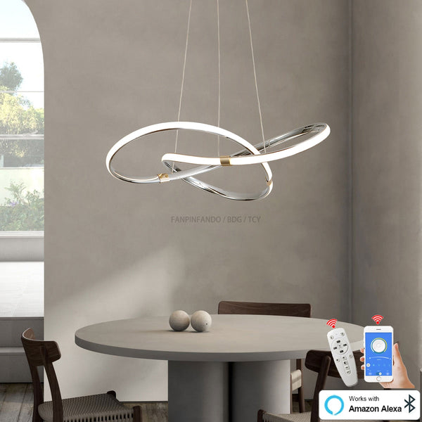 Modern Chrome Plated Gold LED Chandelier for Dining and Living Room-Kitchen Island