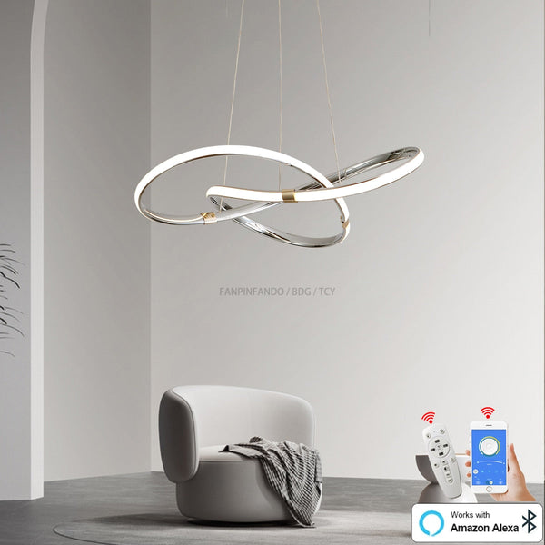 Modern Chrome Plated Gold LED Chandelier for Dining and Living Room-Kitchen Island