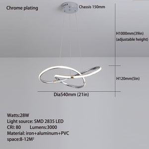 Modern Chrome Plated Gold LED Chandelier for Dining and Living Room-Kitchen Island