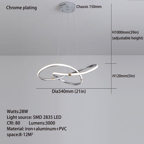 Modern Chrome Plated Gold LED Chandelier for Dining and Living Room-Kitchen Island