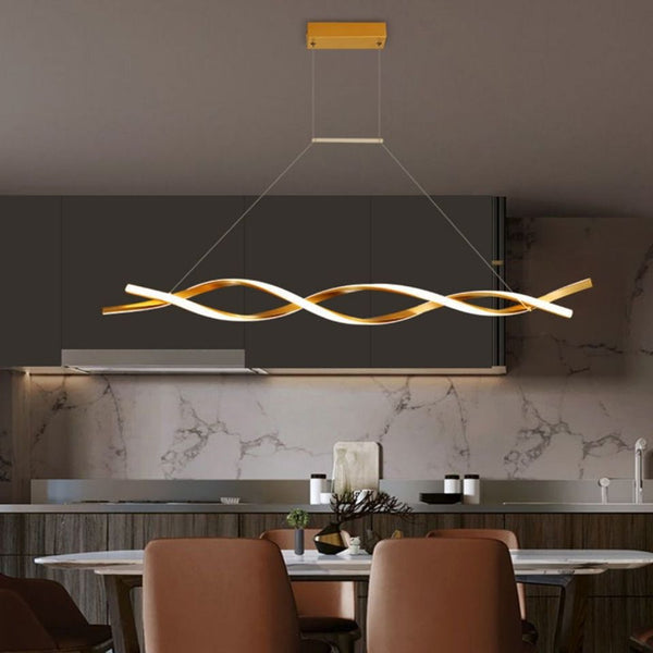 Modern LED Pendant Lamp, Dimmable Black Gold Chandelier-Kitchen Island