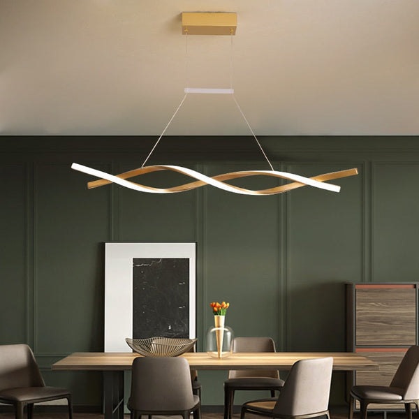 Modern LED Pendant Lamp, Dimmable Black Gold Chandelier-Kitchen Island