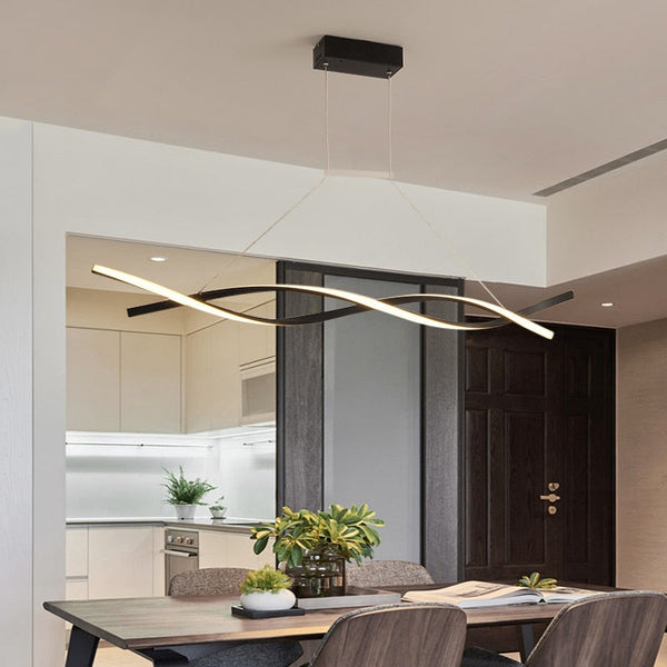 Modern LED Pendant Lamp, Dimmable Black Gold Chandelier-Kitchen Island