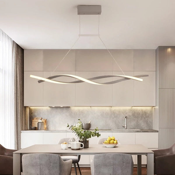 Modern LED Pendant Lamp, Dimmable Black Gold Chandelier-Kitchen Island