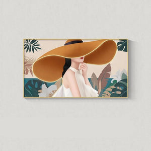 Modern Lady with Hat LED Luminous Wall Lamp - Decorative Interior Art-LED Wall Art