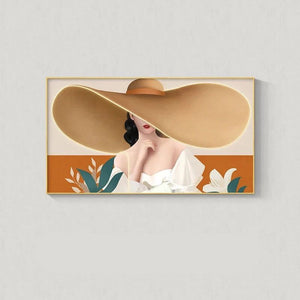 Modern Lady with Hat LED Luminous Wall Lamp - Decorative Interior Art-LED Wall Art