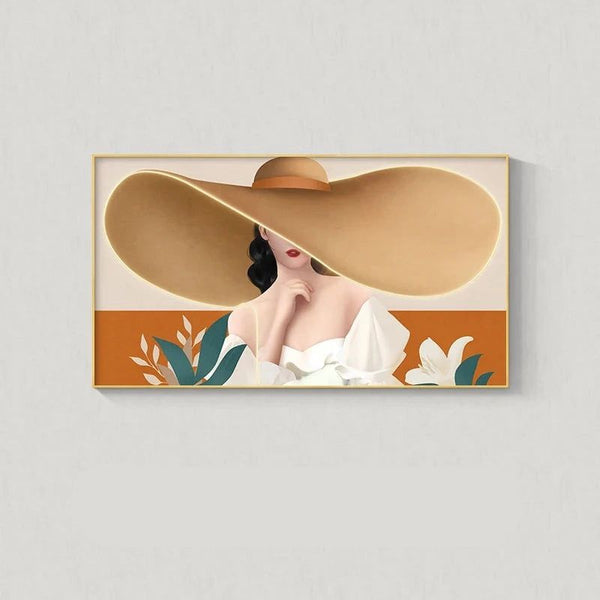 Modern Lady with Hat LED Luminous Wall Lamp - Decorative Interior Art-LED Wall Art