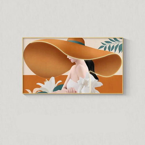 Modern Lady with Hat LED Luminous Wall Lamp - Decorative Interior Art-LED Wall Art