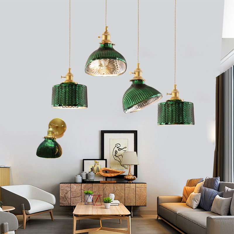 Modern Loft Pure Copper Lamp Holder Green Light-Pendant Lights
