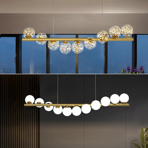 Modern Long Glass Ball Chandelier with G9 LED-Kitchen Island