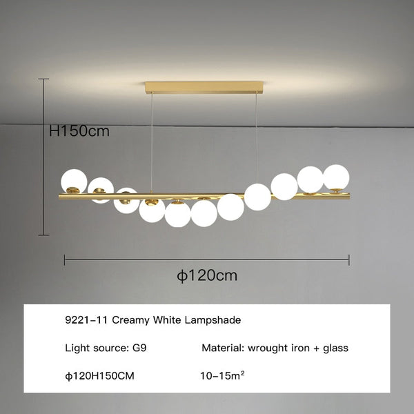 Modern Long Glass Ball Chandelier with G9 LED-Kitchen Island