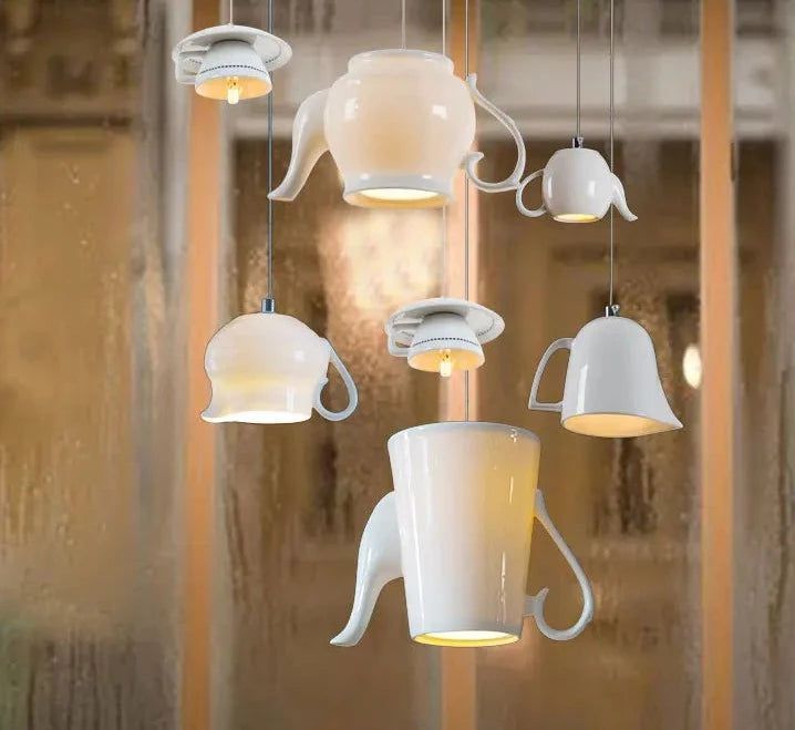 Modern Tea Cup Teapot Crockery Ceramic Led Pendant Lights-Pendant Lights