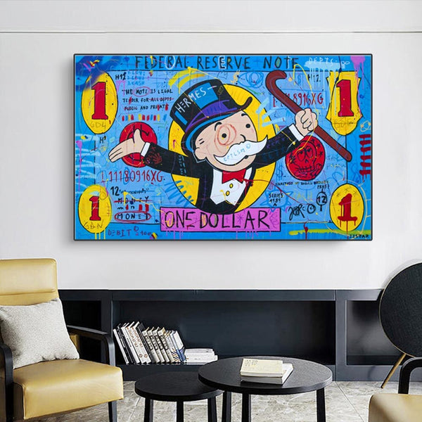 Money Alec Monopoly Hundred Dollar Canvas Print-Monopoly Wall Poster