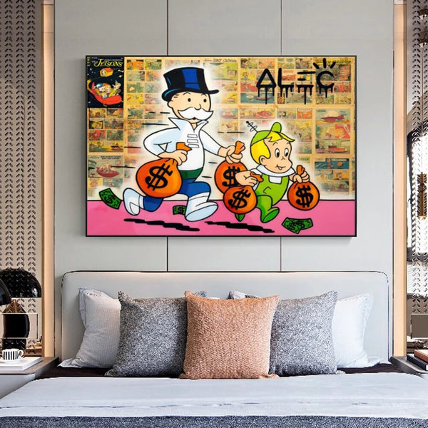 Money Bags - Alec Monopoly Art on Display-Wall Posters