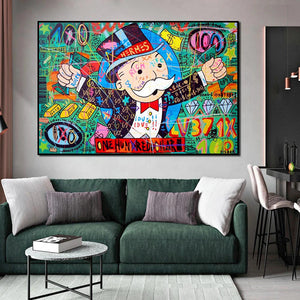 Money Richie Rich Hundred Dollar Canvas Wall Art-Wall Posters