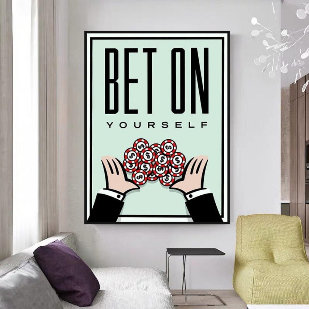 Monopoly Bet on Yourself Card Canvas Wall Art-Wall Posters