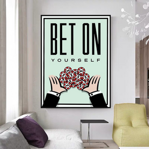 Monopoly Bet on Yourself Card Canvas Wall Art-Wall Posters