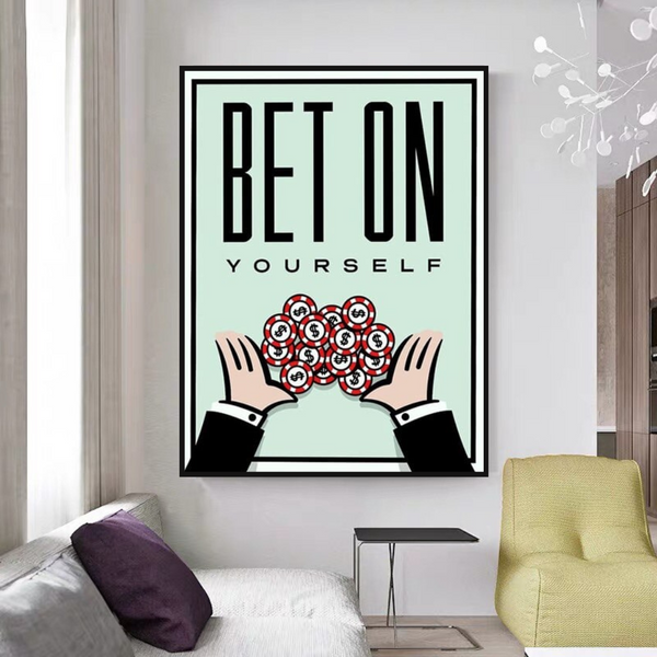 Monopoly Bet on Yourself Card Canvas Wall Art-Wall Posters