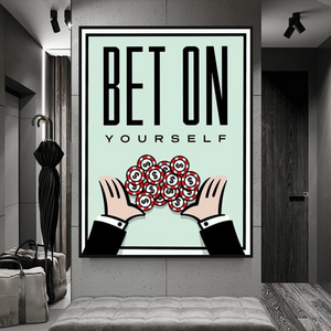 Monopoly Bet on Yourself Card Canvas Wall Art-Wall Posters
