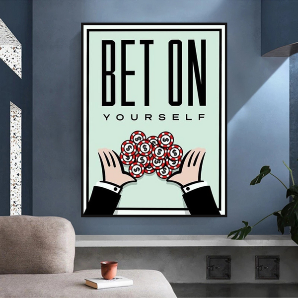 Monopoly Bet on Yourself Card Canvas Wall Art-Wall Posters