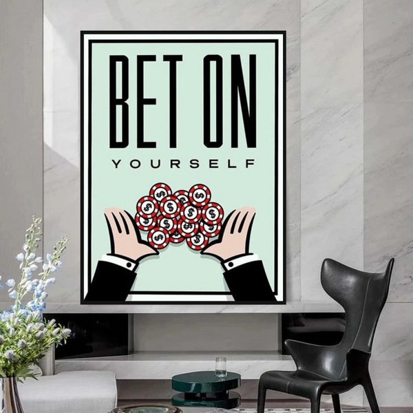 Monopoly Bet on Yourself Card Canvas Wall Art-Wall Posters