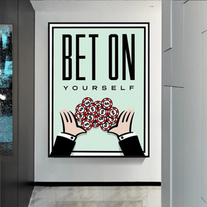 Monopoly Bet on Yourself Card Canvas Wall Art-Wall Posters