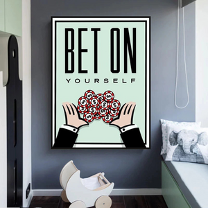 Monopoly Bet on Yourself Card Canvas Wall Art-Wall Posters