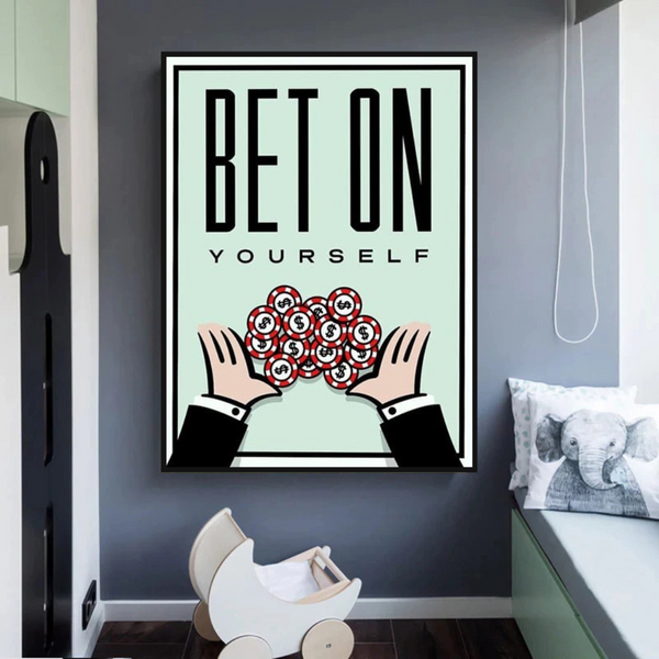 Monopoly Bet on Yourself Card Canvas Wall Art-Wall Posters