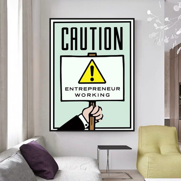Monopoly Caution Enterpreneur Card Canvas Wall Art-Wall Posters