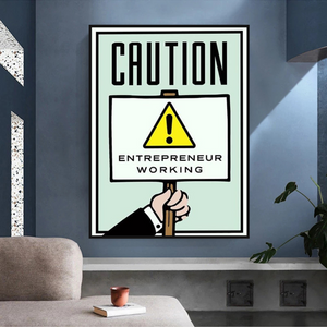 Monopoly Caution Enterpreneur Card Canvas Wall Art-Wall Posters
