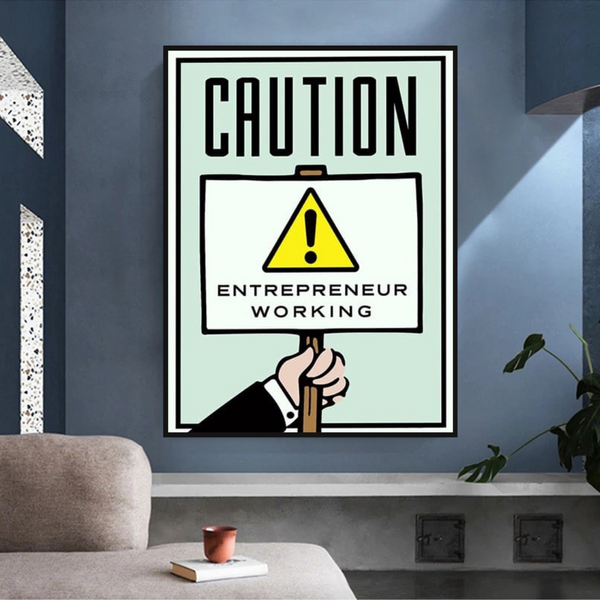 Monopoly Caution Enterpreneur Card Canvas Wall Art-Wall Posters