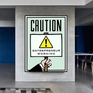 Monopoly Caution Enterpreneur Card Canvas Wall Art-Wall Posters