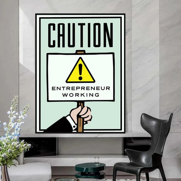 Monopoly Caution Enterpreneur Card Canvas Wall Art-Wall Posters