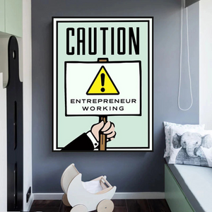 Monopoly Caution Enterpreneur Card Canvas Wall Art-Wall Posters